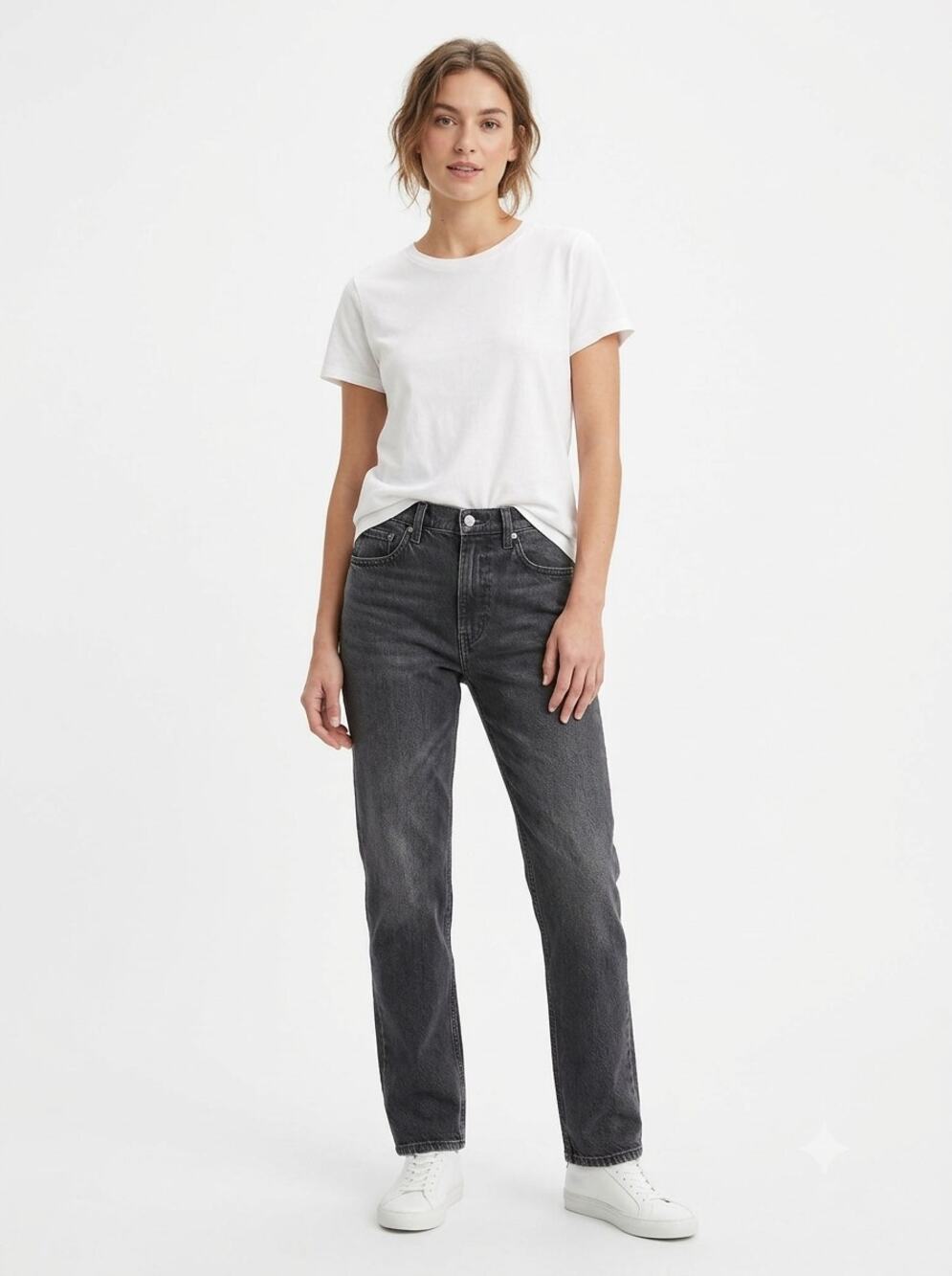 GAP Denim Straight Jeans Women's 6/28S Faded Black High Rise 5-Pocket Comfort
